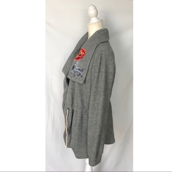 THML Embroidered Open Front Waterfall Jacket with Waist Cinch - Picture 3 of 16